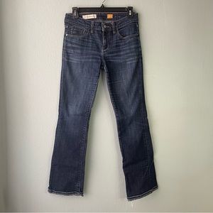 Pilcro & the Letterpress Dark Wash Straight Leg Low Rise Hemmed Jeans